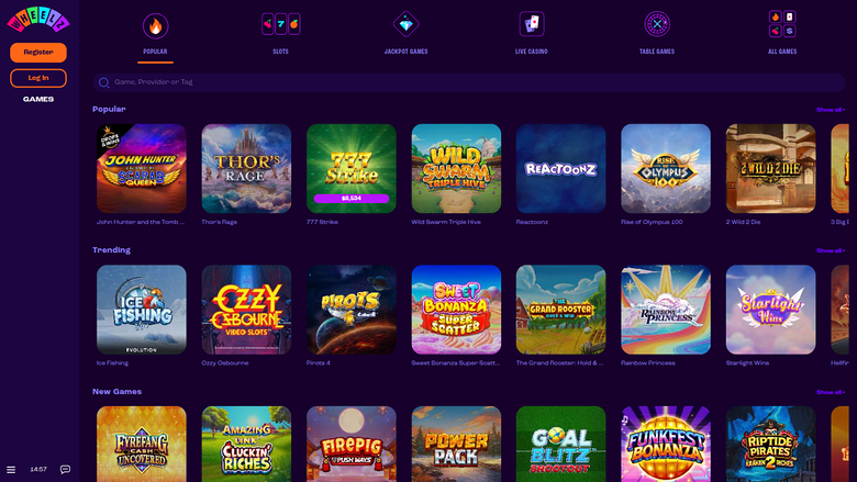 Wheelz Casino — Games lobby