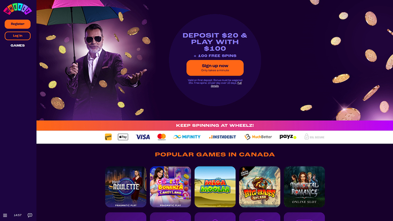 Wheelz Casino — Homepage