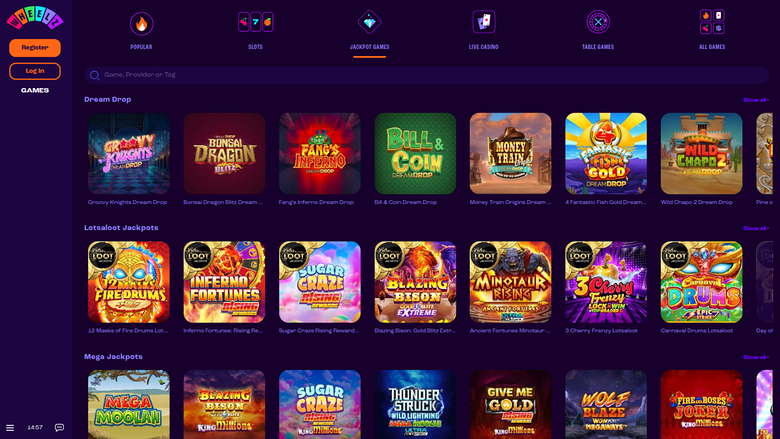 Wheelz Casino — Jackpot games