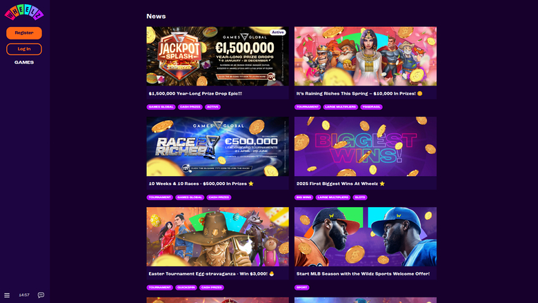 Wheelz Casino — Promotions page