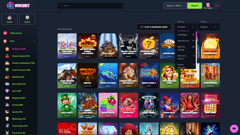 Wikibet Casino — Games by studio