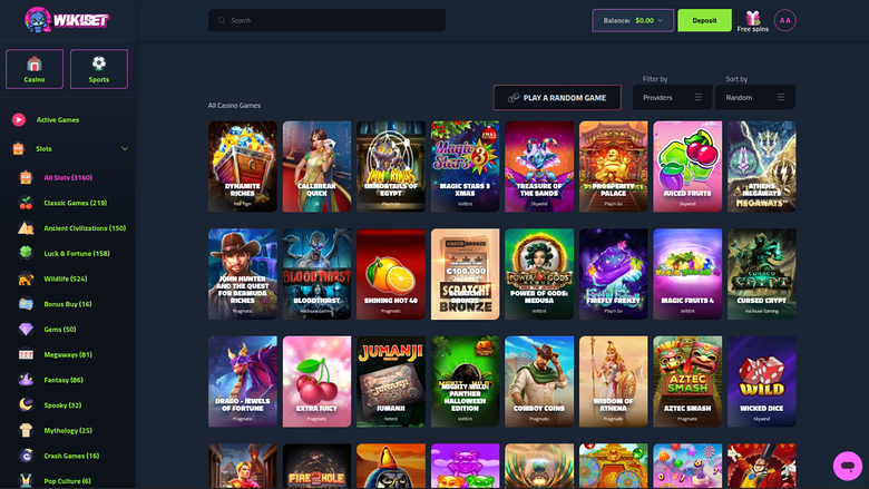 Wikibet Casino — Games lobby