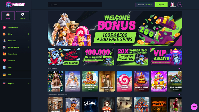 Wikibet Casino — Homepage