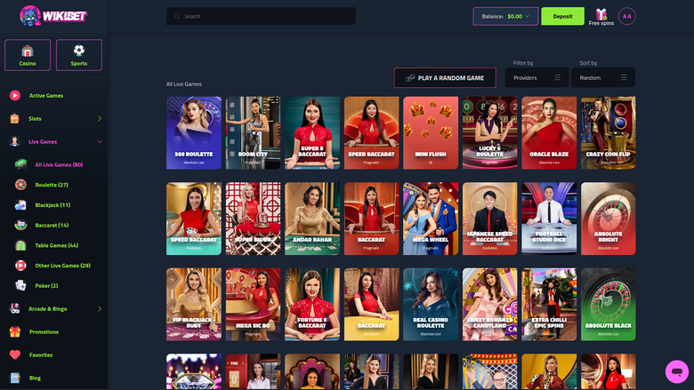 Wikibet Casino — Live dealer lobby