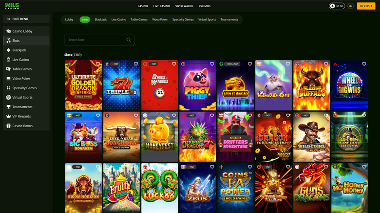 Wild Casino — Games lobby