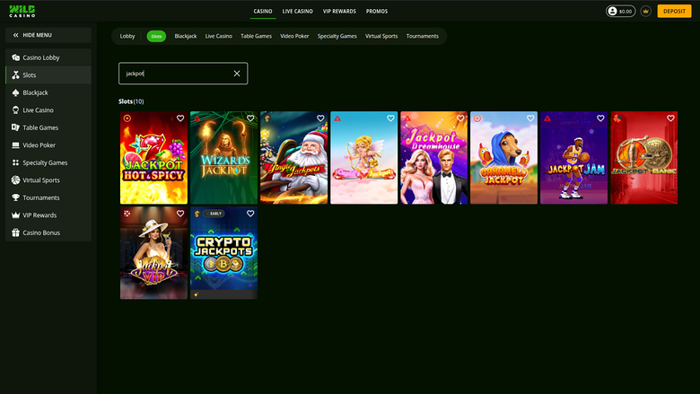 Wild Casino — Jackpot games