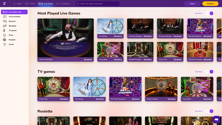 Wild Sultan Casino — Live dealer lobby