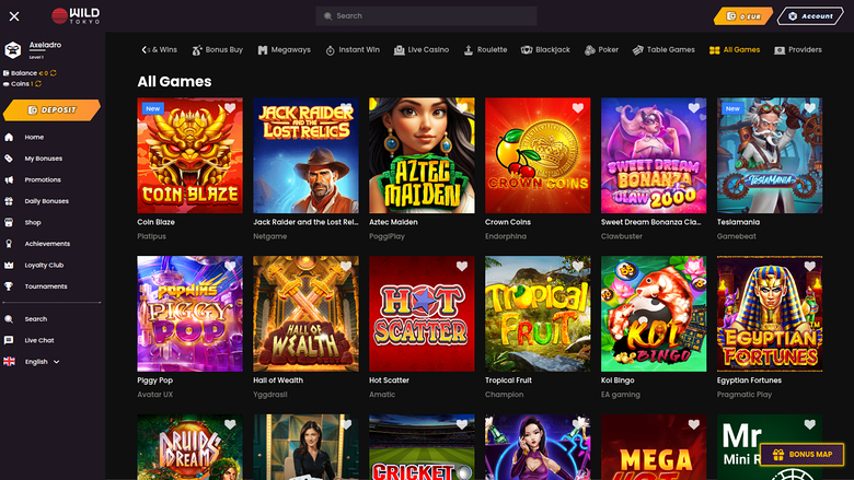 Wild Tokyo Casino — Games lobby