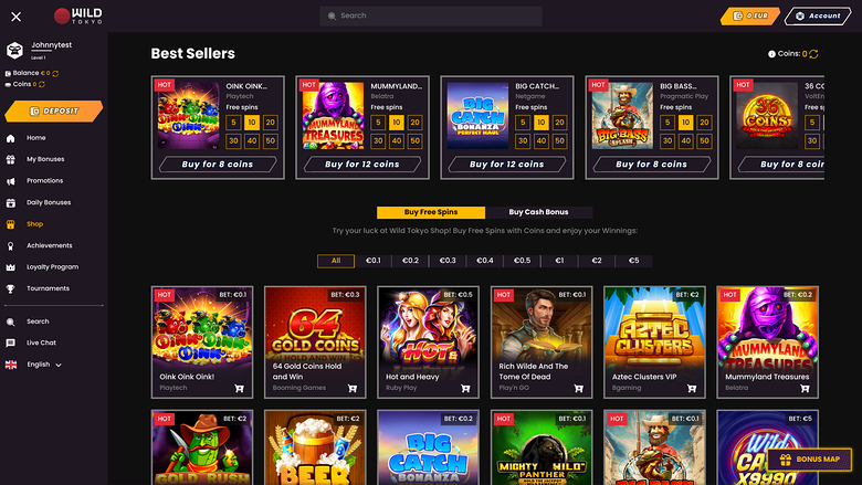Wild Tokyo Casino — Shop