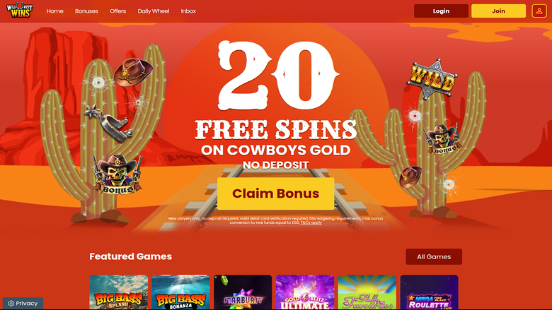 Wild West Wins — Homepage