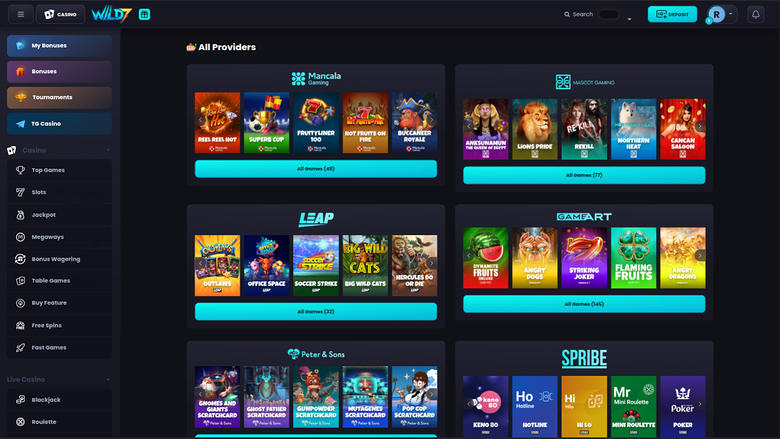 Wild7 Casino — Games by studio