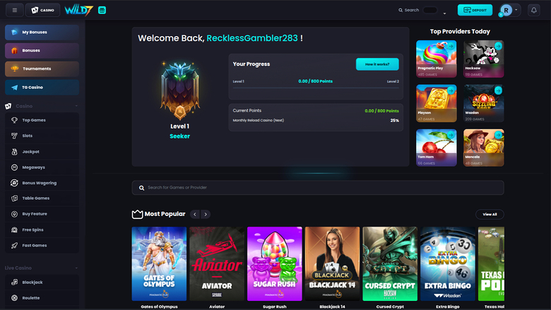 Wild7 Casino — Homepage