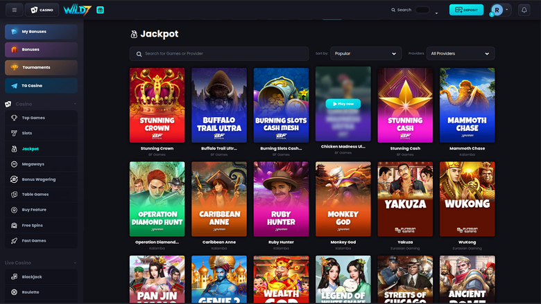 Wild7 Casino — Jackpot games