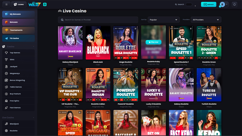 Wild7 Casino — Live dealer lobby