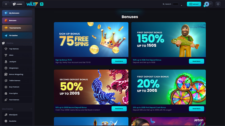 Wild7 Casino — Promotions page