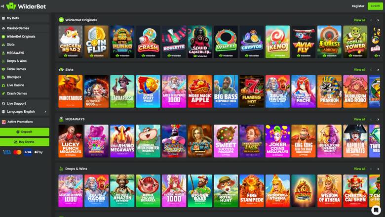 Wilderbet Casino — Games lobby
