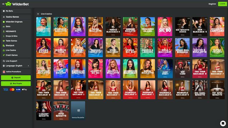 Wilderbet Casino — Games lobby