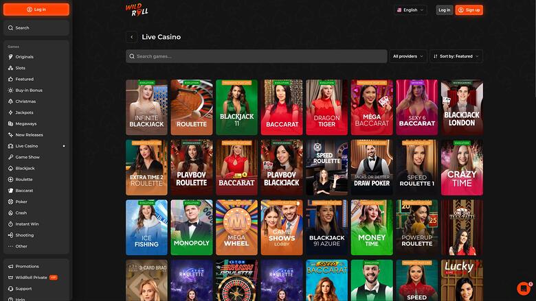 WildRoll Casino — Live dealer lobby