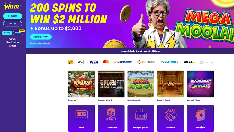 Wildz Casino — Homepage