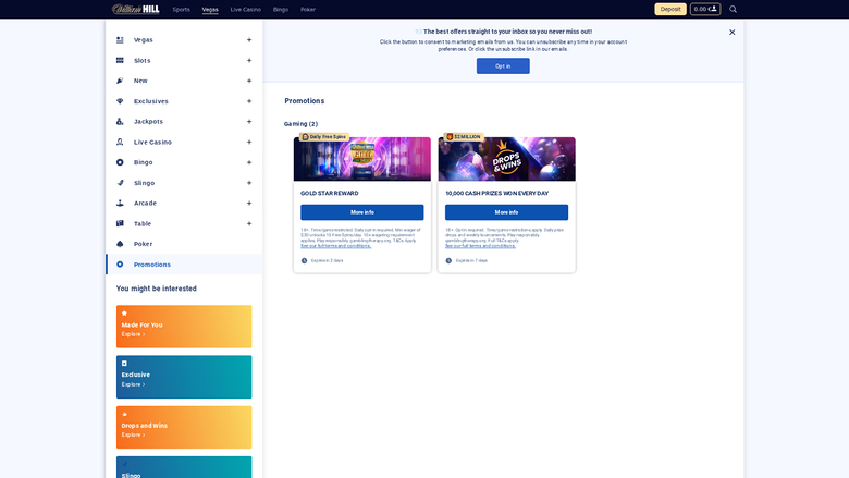 Willbet Casino — Promotions page