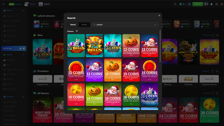 Win Casino — Jackpot games