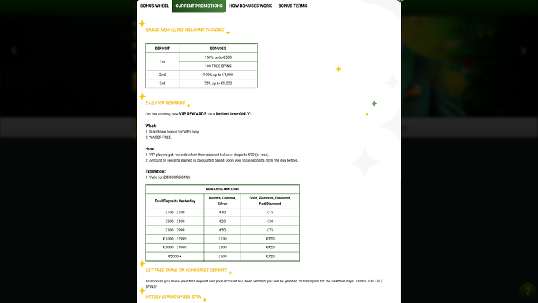 Win MaChance Casino — Promotions page