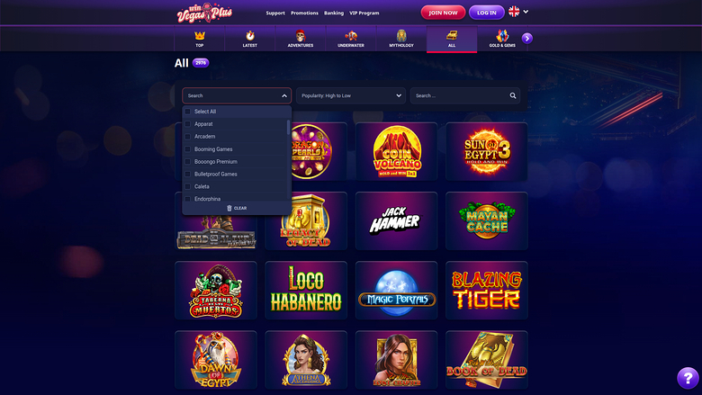 Win VegasPlus Casino — Games by studio