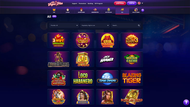 Win VegasPlus Casino — Games lobby