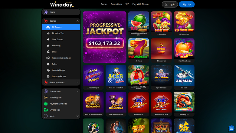 Winaday Casino — Games lobby