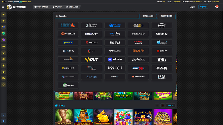 WinDice Casino — Games by studio