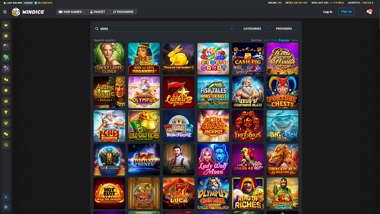 WinDice Casino — Games lobby