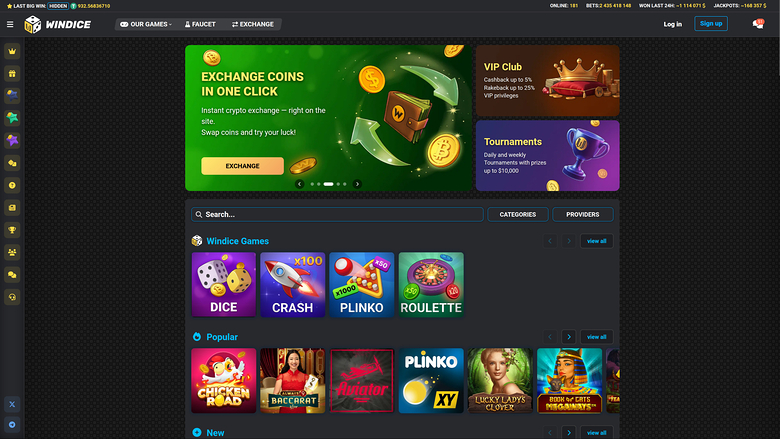 WinDice Casino — Homepage