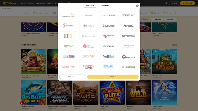 WinMega Casino — Games by studio