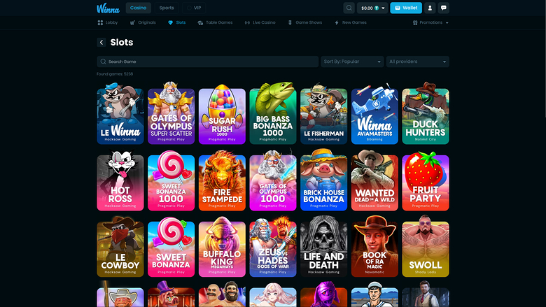 Winna Casino — Games lobby