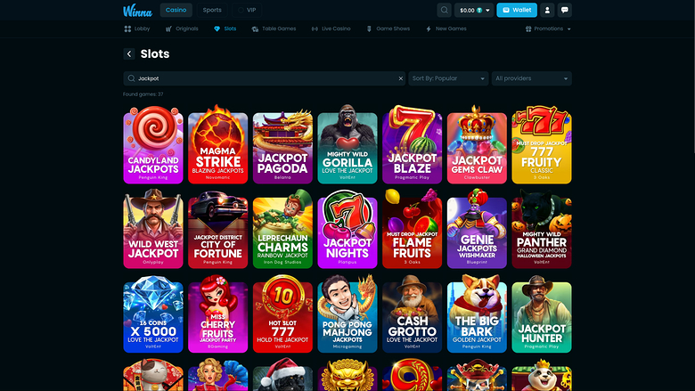Winna Casino — Jackpot games