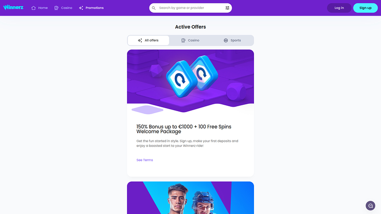 Winnerz Casino — Promotions page