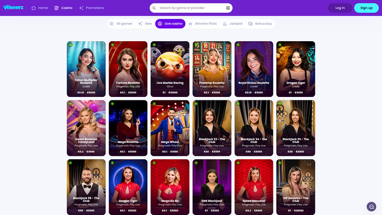 Winnerz Casino — Live dealer lobby