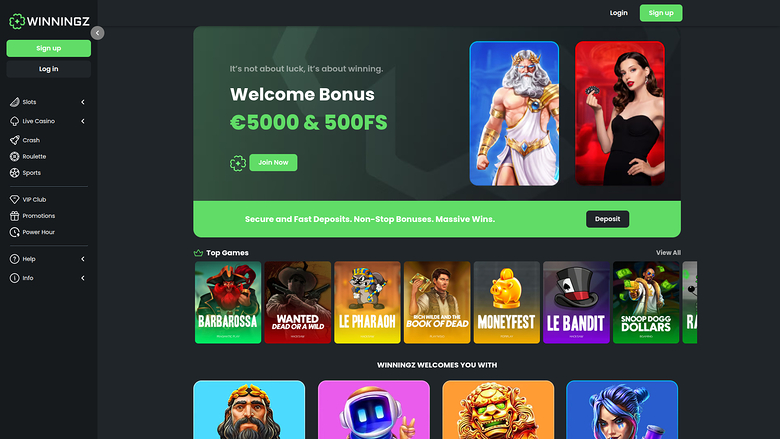 Winningz Casino — Homepage