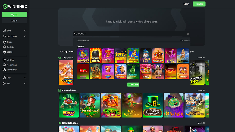 Winningz Casino — Jackpot games
