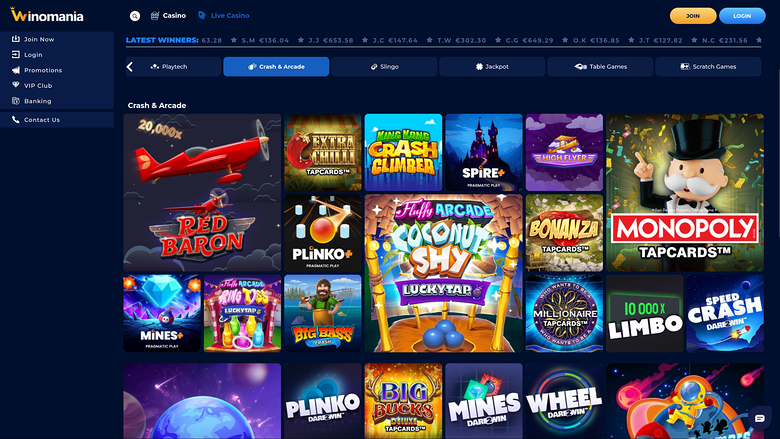 WinOMania Casino — Games lobby
