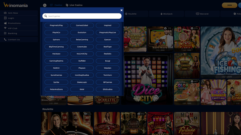 WinOMania Casino — Games by studio