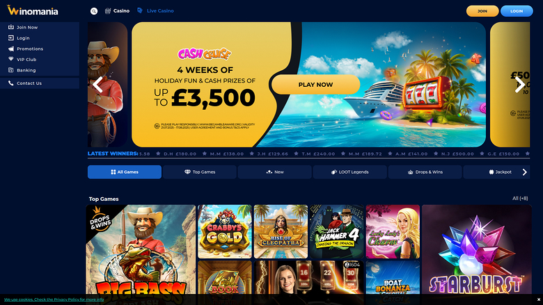 WinOMania Casino — Homepage