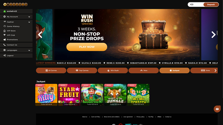 Winorama Casino — Jackpot games