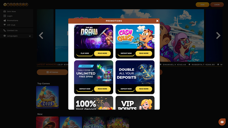Winorama Casino — Promotions page