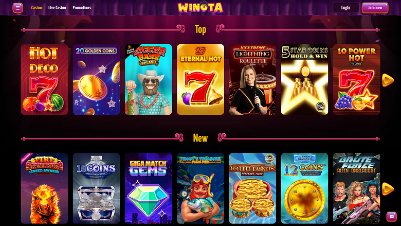 Winota Casino — Games lobby