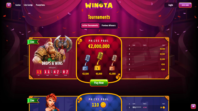 Winota Casino — Tournaments