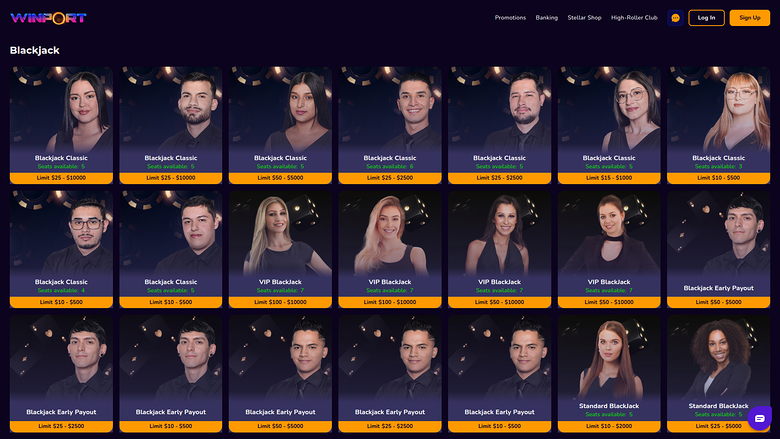 WinPort Casino — Live dealer lobby