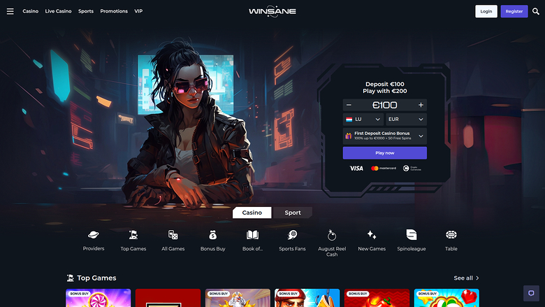 Winsane Casino — Homepage
