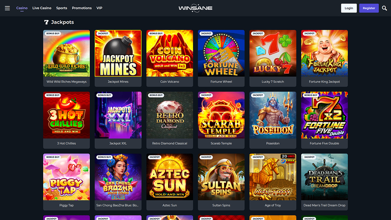 Winsane Casino — Jackpot games