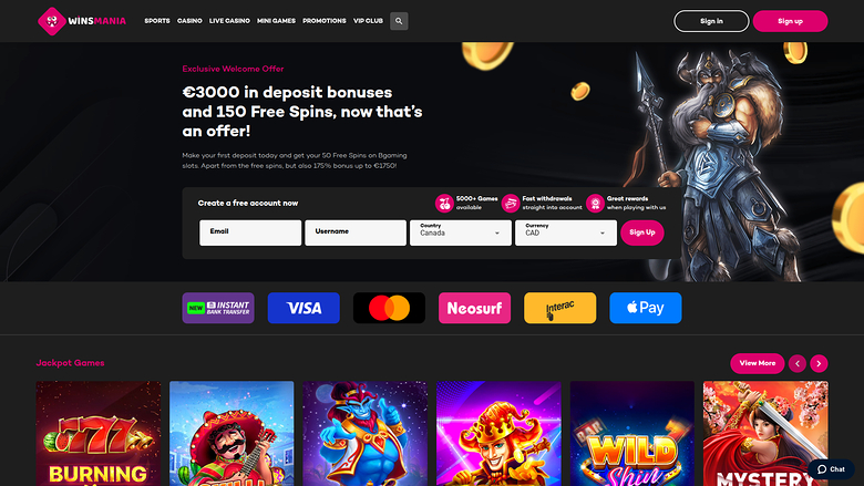 WinsMania — Homepage
